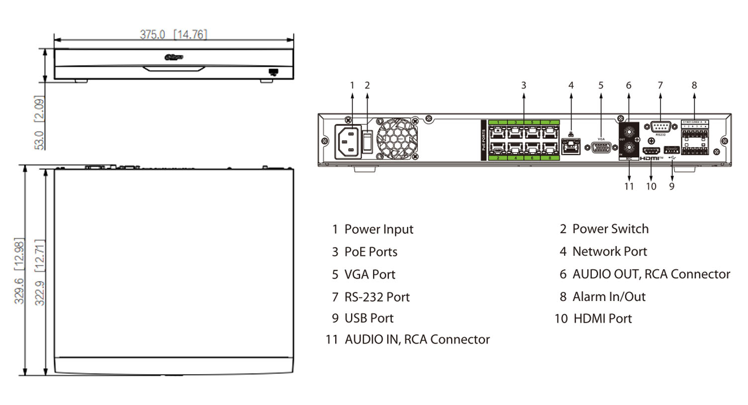 NVR5232-8P-EI2 dimensioni