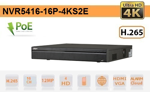 NVR 16 Canali 4K & H.265 Fino a 12 megapixel EPOE EOC