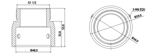 Table des dimensions du raccord PFA110 de Dahua