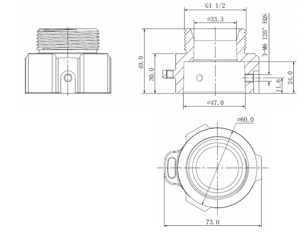 Fiche avec dimensions du raccordement PFA111 de Dahua