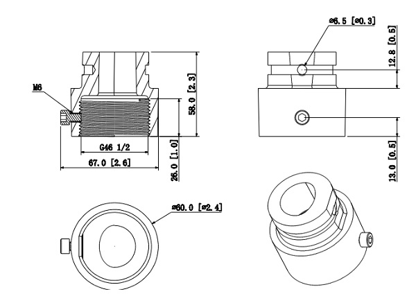 Scheda con dimensioni del raccordo PFA116 di Dahua