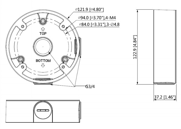 Schema con le dimensioni del box di giunzione PFA13C