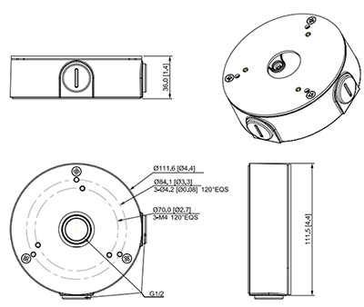 Schema con le dimensioni del box di giunzione PFA13G