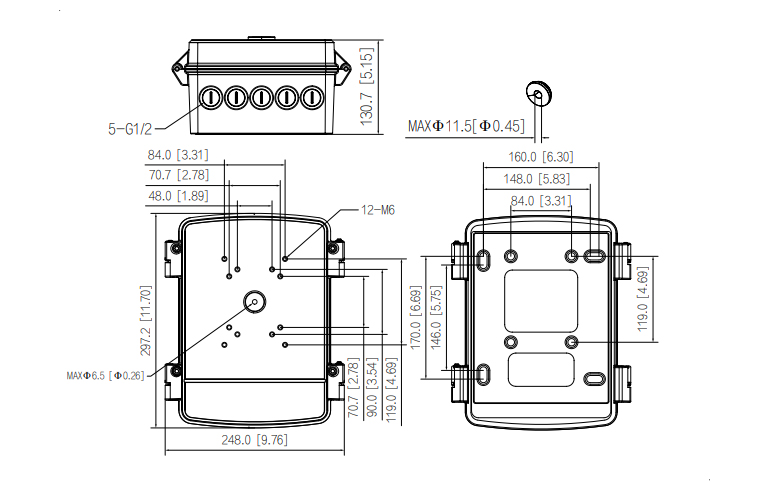 Dimensioni box di alimentazione PFA6400S