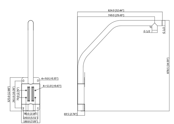 Schema dimensioni staffa PFB303S