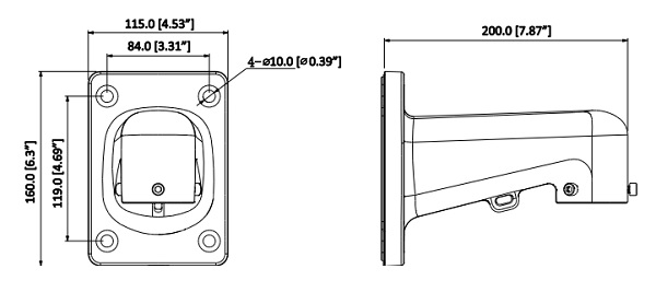 Schema dimensioni staffa PFB305W