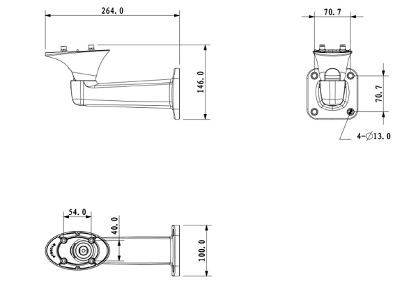 Schema con le dimensioni della telecamera ITC237-PU1A-IRHL