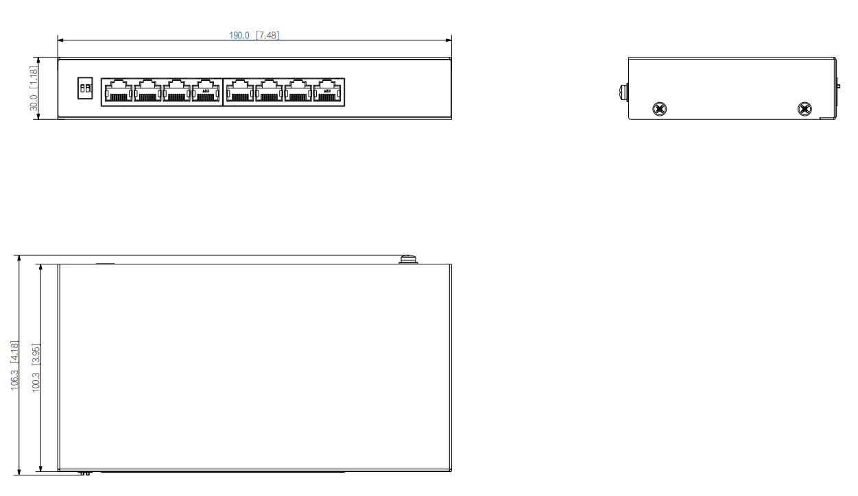 Dimensions du PFS3008-8ET-60-V2