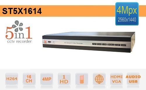 DVR H264 16-Channel Setik - ST5X1614 DVR 16-Channel 5in1 - Setik