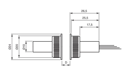 Schema dimensioni contatto magnetico CSA 424TF