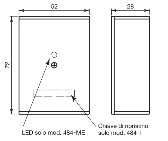 Schéma avec dimensions du bouton CSA 484 I