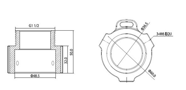 Scheda con dimensioni del raccordo PFA114 di Dahua