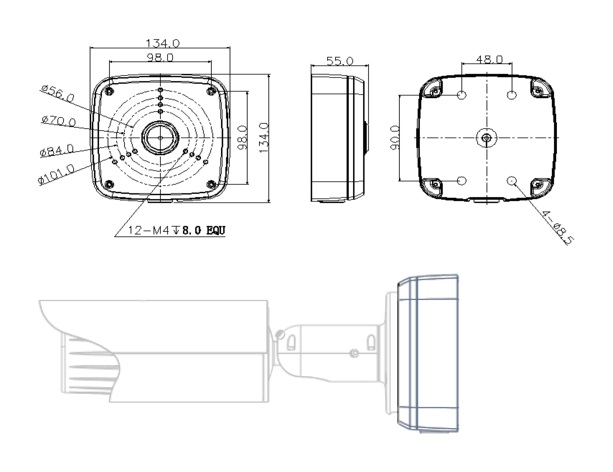 Dimensioni box di giunzione PFA122