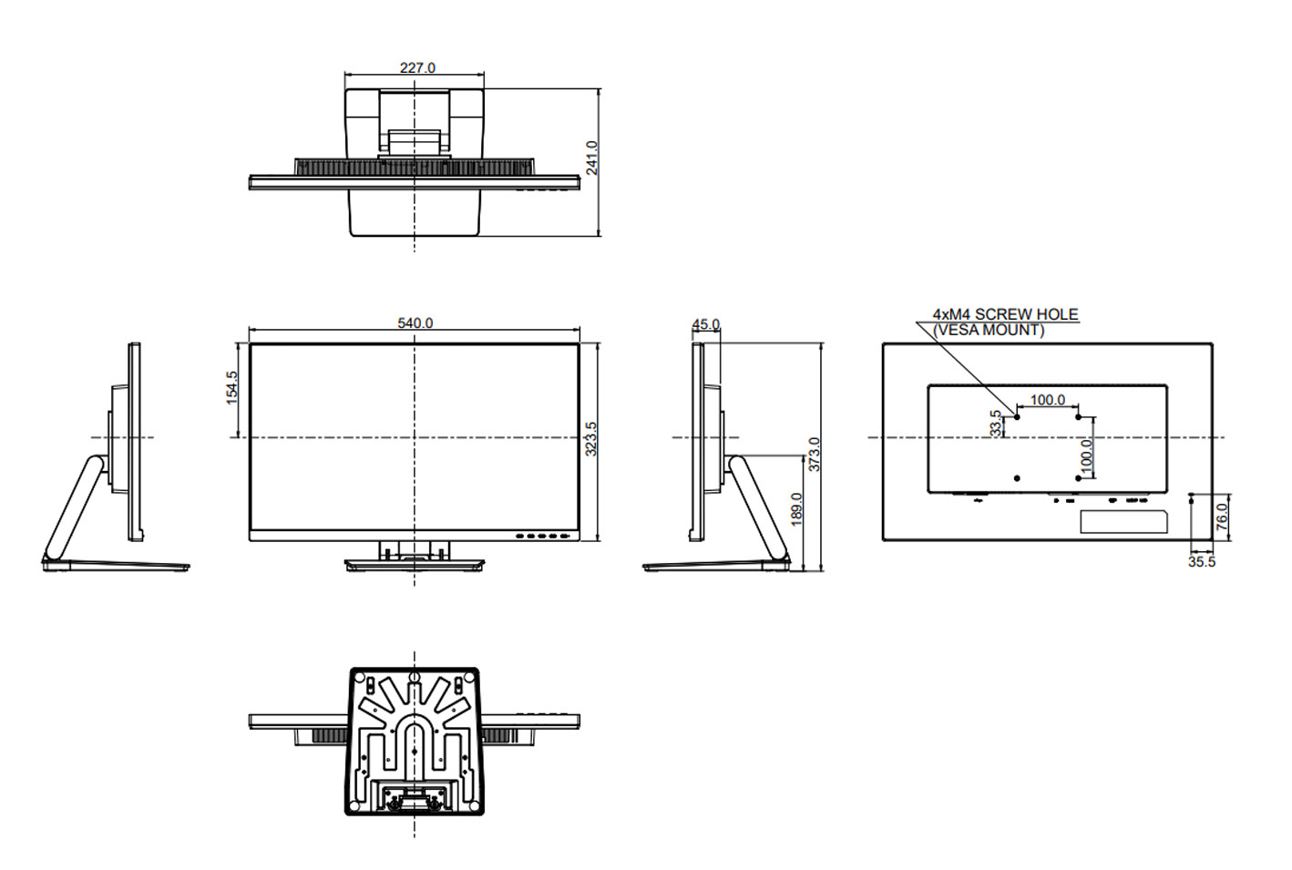 Dimensions du T2454MSC-B3AG