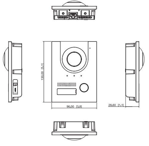 Dimensions - VTO2202F-P-S2 Schema dimensioni postazione esterna VTO2202F-P-S2