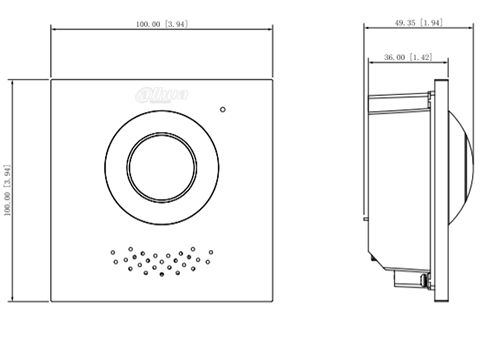 Dimensions - VTO4202F-P-S2 Schema dimensioni postazione esterna VTO4202F-P-S2