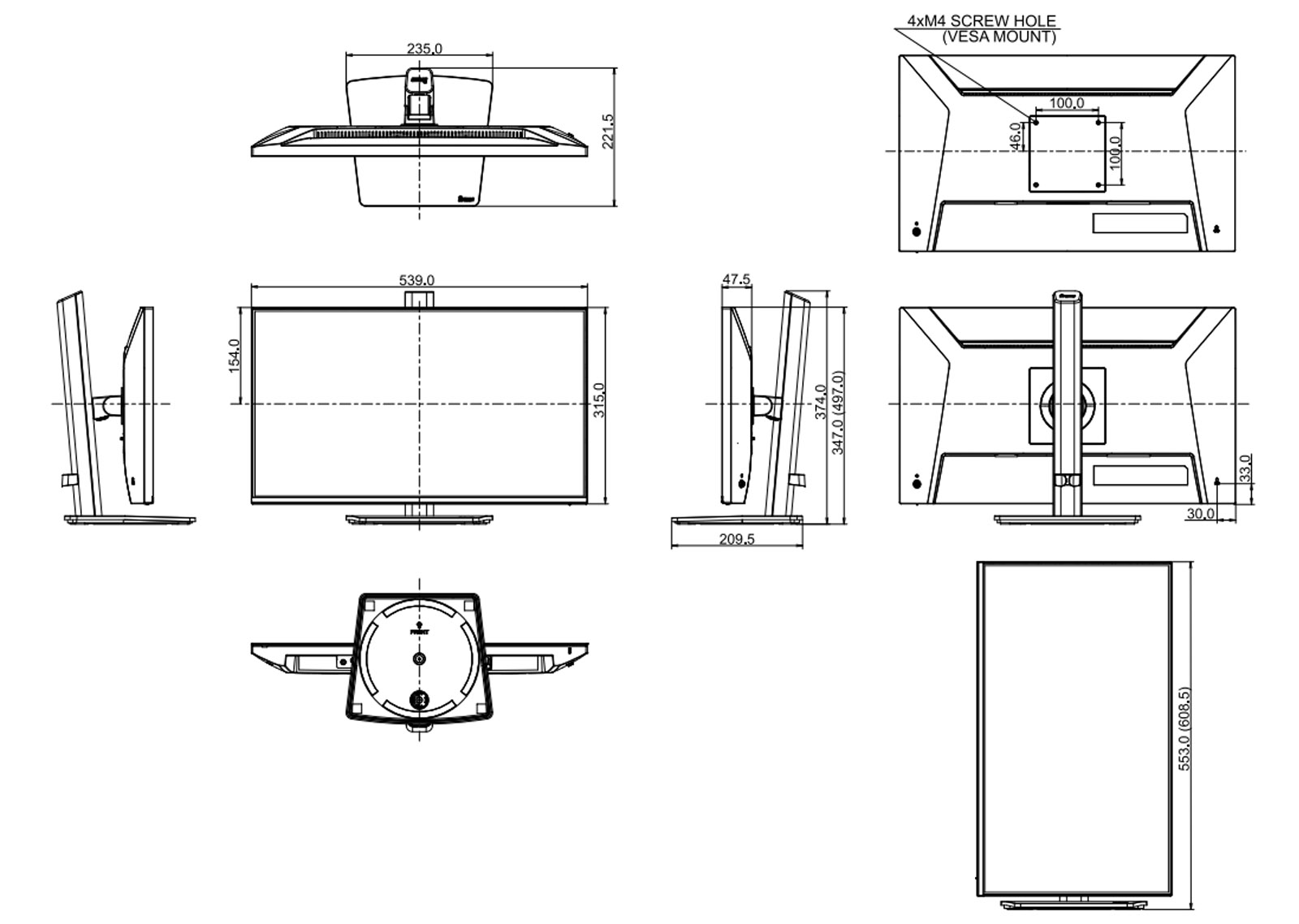 XB2491HS-B1 dimensioni