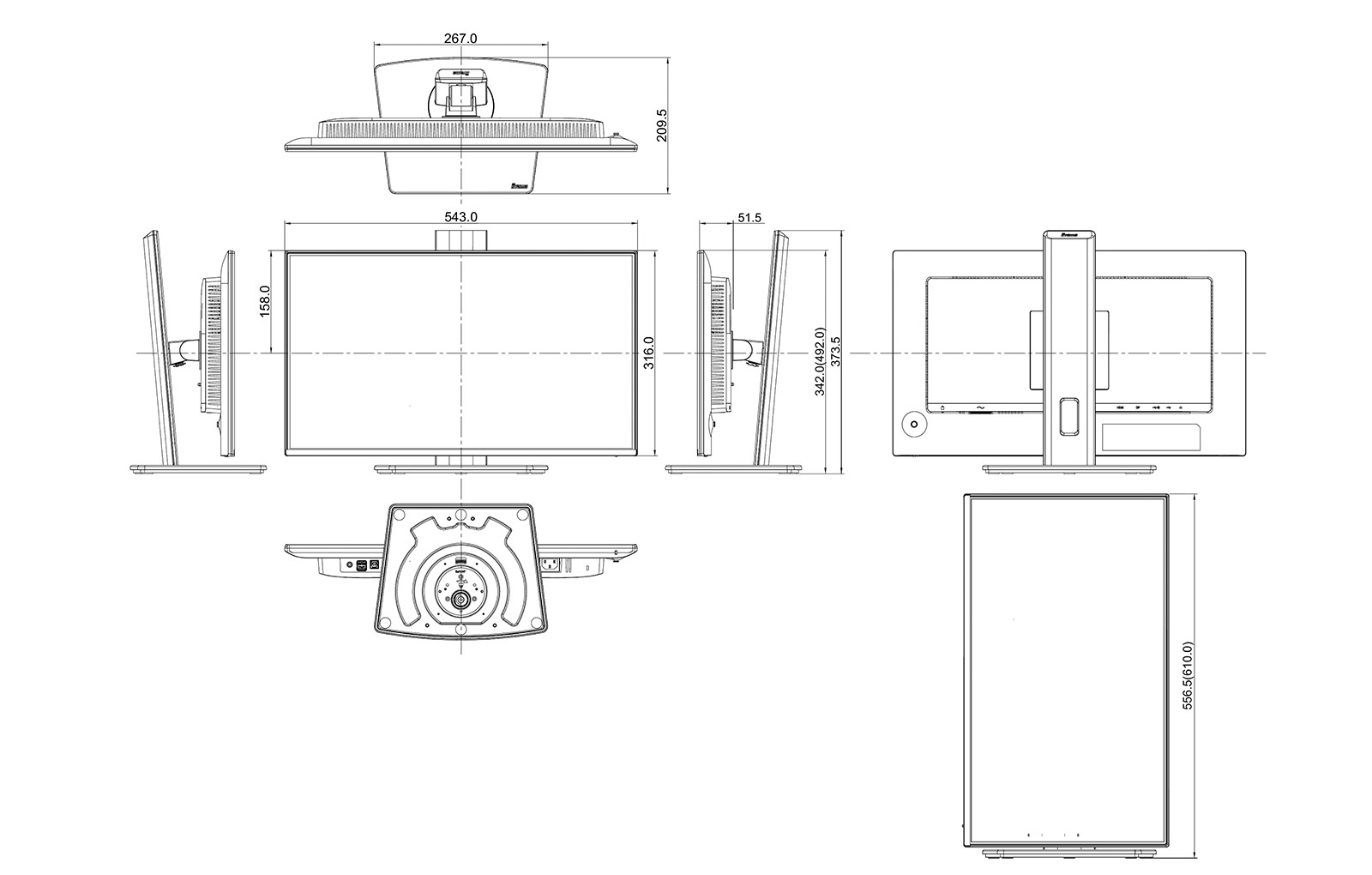 XB2493HSU-B1 dimensioni