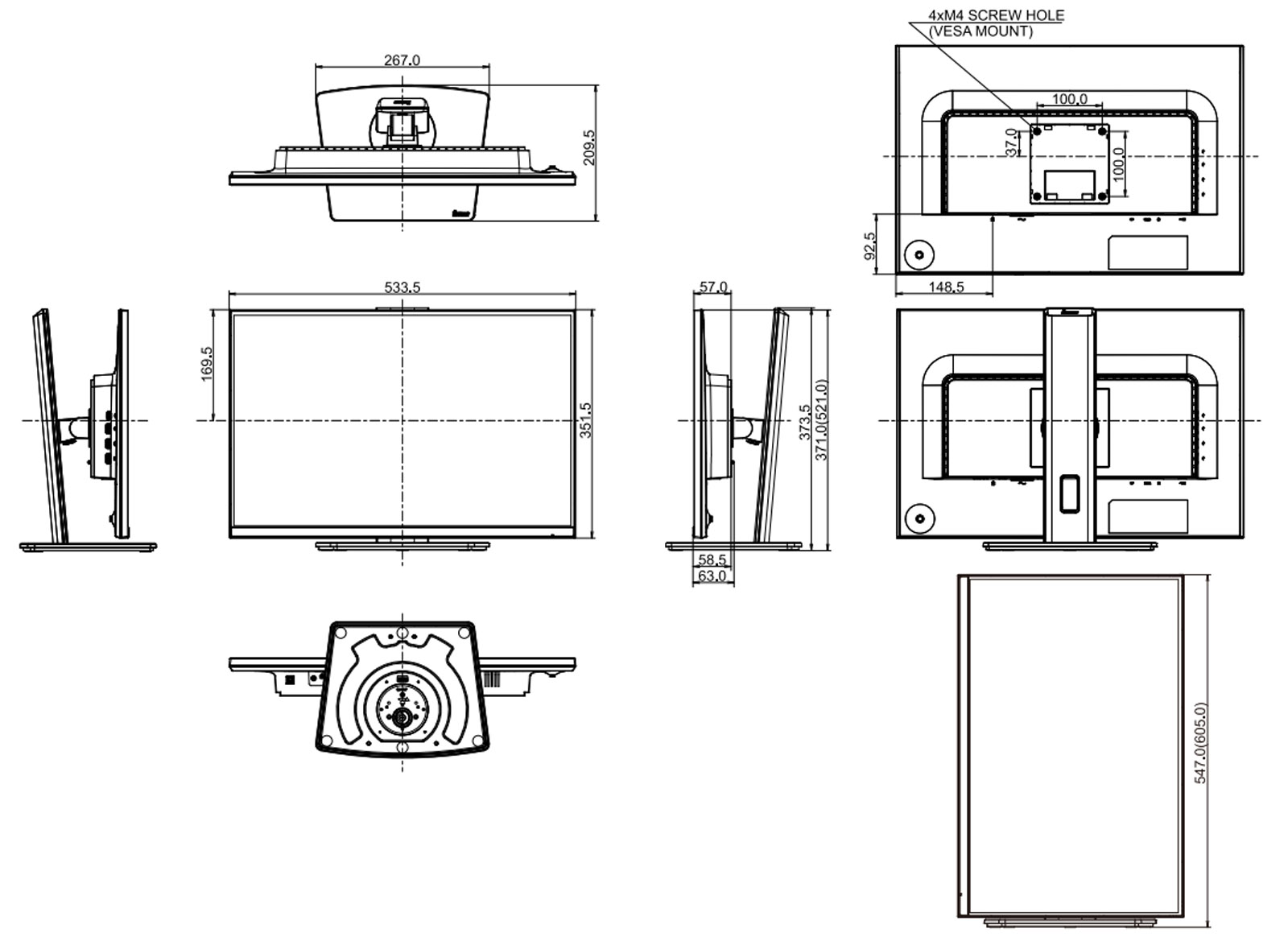 Dimensions du XB2495WSU-B1