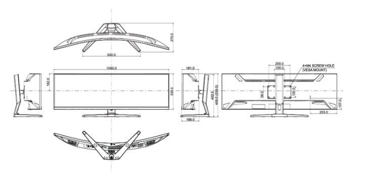 Schéma - XCB3494WQSN-B1 Schema dimensioni XCB3494WQSN-B1