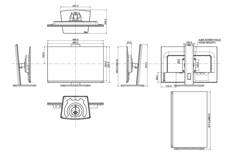 Schema - XU2792HSU-B Schema dimensioni XUB2395WSU-B5