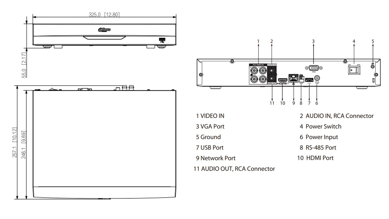 Dimensions du XVR5104H-I3-4P