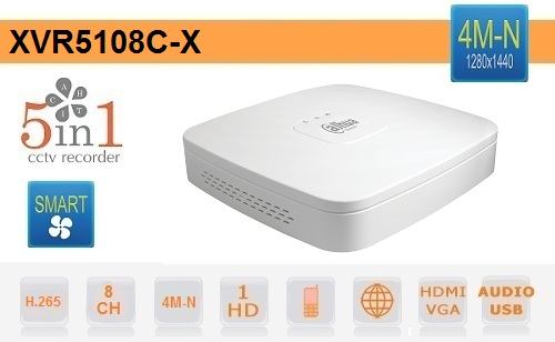 XVR5108C-X - Dahua DVR 8 Canali 5in1 4M-N Dahua Audio Smart 1U