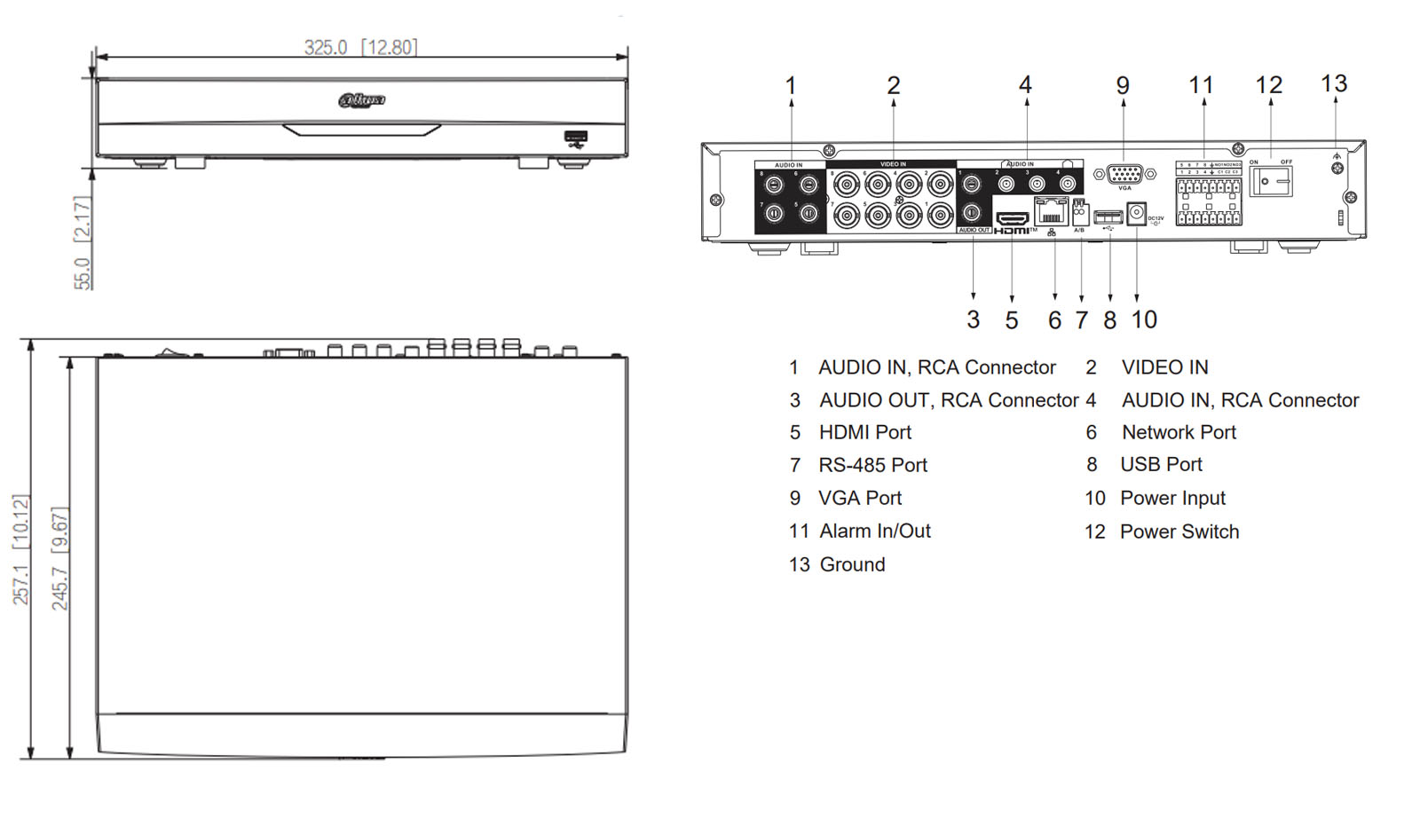 XVR5108HE-I3-T dimensions