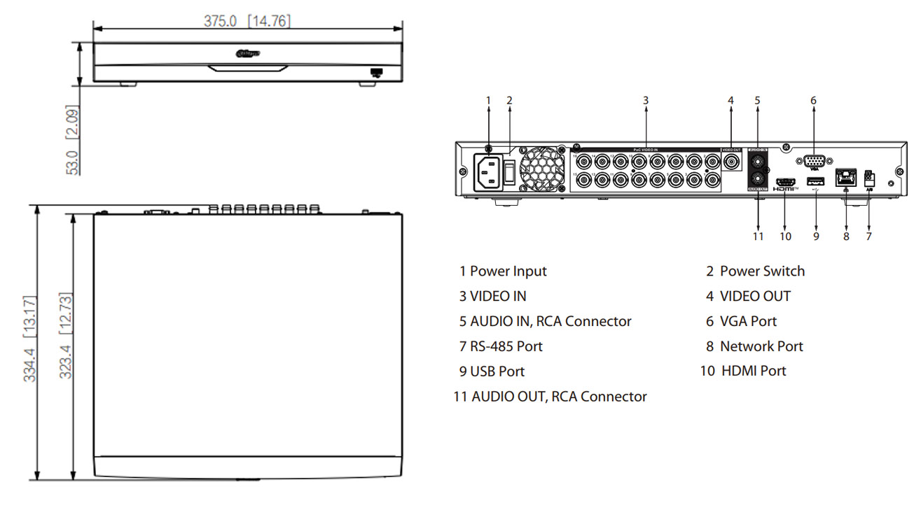 XVR5216AN-I3-16P dimensions